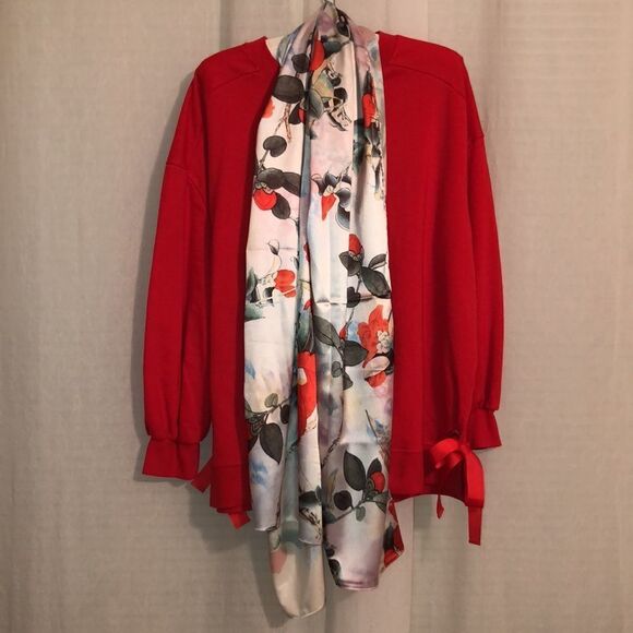 Large Vibrant Floral Polyester Scarf - Picture 5 of 11